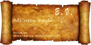 Bénics Vanda névjegykártya